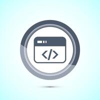 Coding icon design illustration, Web development icon, Gray color button design vector