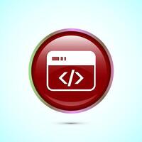 Coding icon design illustration, Web development icon, Red color round button design vector