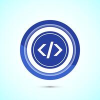 Coding icon design illustration, Web development icon, Blue color button design vector