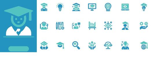 Explore premium Education and Learning sets featuring icons for online classes, STEM, skill-building, and innovation vector