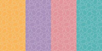 Set of 4 patterns of different colors with egg outlines vector