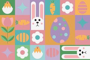 Cute easter pattern in geometric style vector