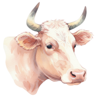 Cow illustration with transparent background animal portrait creative art soft colors digital graphics png
