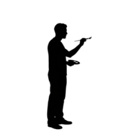 Artistic creation silhouette of a painter studio digital illustration minimalistic side view transparent background png