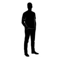 Silhouette standing pose transparent background graphic design minimalist style side view creative concept png