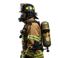 Firefighter responding to emergency urban rescue scene action photography high-stress environment side view heroism in action png