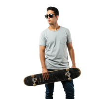 Skateboarding action in urban setting young man with skateboard lifestyle photography street environment dynamic view youth culture png