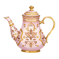 Elegant pink teapot design art studio digital illustration creative environment close-up view vintage aesthetic png