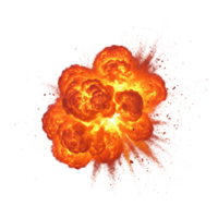 Explosive fireball erupts battlefield testing ground digital art fiery atmosphere aerial view chaos concept png