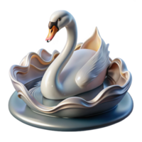 Elegant Render of a Swan in a Pearl Basin png
