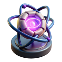 Render of Atomic Structure with Glowing Core, Abstract Science Illustration png
