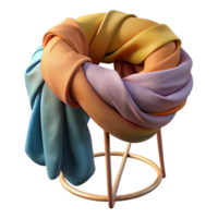 Pastel Fabric Knot Render Illustration Soft Hues, Draped Texture, Abstract Design, Colorful Textile, Looped Material, Gold Stand, Artistic Visual, Smooth Surface, Elegant Composition, Whimsical Style png