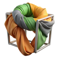 Abstract Render of Colorful Fabric Knot in a Cube png