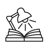 Reading by lamp. Library. Textbook icons for learning. vector