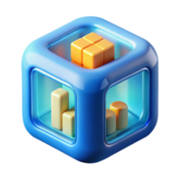 Render Cube Abstract Background with Colorful Blocks and Charts png