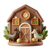 Charming Render of a Rustic Barn with Donkeys and Floral Decor png
