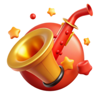 Render of Saxophone with Stars and Abstract Background png