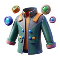 Render of a Colorful Cartoon Jacket with Floating Buttons png