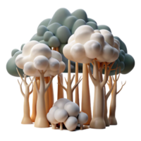 Whimsical Render of a Cartoon Forest with Pastel Trees png