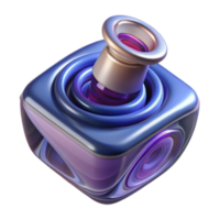 Abstract Render of a Glossy Cube with Inner Concentric Circles and a Metallic Top png