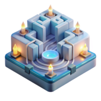 Illuminated Maze Puzzle Abstract Background with Candles and Water Feature png