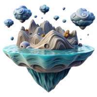 Whimsical Island Render Floating Mountains Cloudscape Abstract Background png