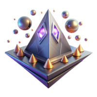 Abstract Pyramid Render Futuristic Geometric Design with Floating Spheres and Metallic Texture png