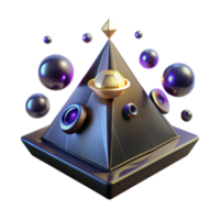 Abstract Pyramid with Floating Spheres and Geometric Shapes Illustration png