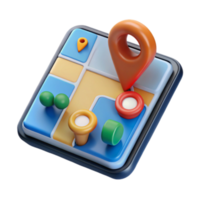 Illustration of Colorful Navigation App Interface with Location Pins png