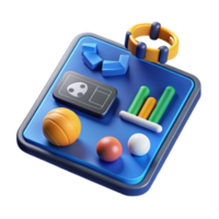Render of Colorful App Interface with Icons and Objects png