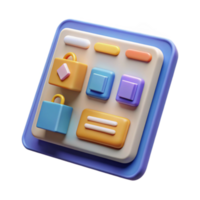 Render Colorful App Interface Design, UI UX Element, Pastel Shopping App Icons, Digital Graphic, Mobile Application, Square Button, Abstract Background, Smooth Rendering png