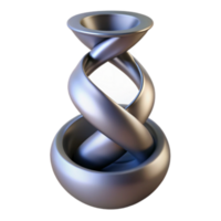 Abstract Twisted Vase Render, Silver Metallic, Modern Design, Elegant Curves, Smooth Surface, Intricate Knot, Concentric Forms, Minimalist Sculpture, Geometric Art, Illustration, Digital Art png