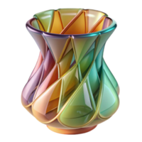 Abstract Render of a Colorful Glass Vase, Iridescent Glassware Design png