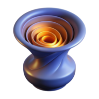 Abstract Render of a Swirling Purple Vase with Golden Inner Rings png