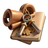 Render of Keys, Scrolls, and Books Unveiling Ancient Secrets png