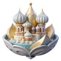 Whimsical 3D Render of a Fairytale Palace nestled in a Lotus Bloom png