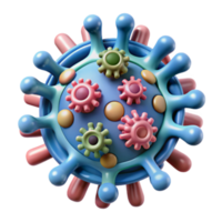 3D Illustration of a Colorful Virus Particle with Gear-like Structures png