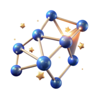 3D Render Abstract Molecular Structure with Golden Stars Background Image png