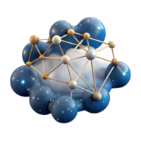 Abstract 3D Render of Interconnected Network Nodes and Cloud png