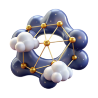 Abstract 3D Render of Network Connectivity with Clouds png