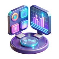 Neon 3D Render of Futuristic Data Interface png