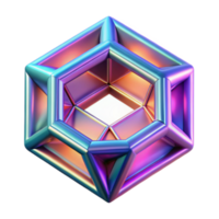 Iridescent Geometric 3D Render Hexagonal Structure Abstract Background png
