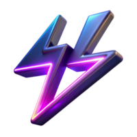 Neon Lightning Bolts 3D Render Abstract Background Image png