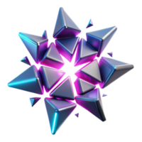 Abstract 3D Render of Exploding Metallic Triangular Starburst png