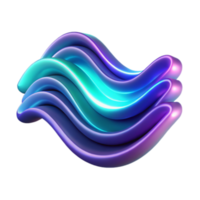 Abstract 3D Render of Flowing Neon Waves, Vivid Gradient Colors, Dynamic Design Element png