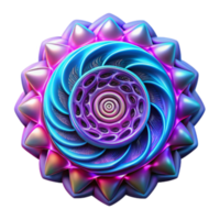 3D Abstract Mandala Design, Vibrant Colors, Spiral Geometry, Iridescent Texture, Psychedelic Art, Digital Illustration, Intricate Pattern, Geometric Flower, Colorful Ornament, 3D Render png
