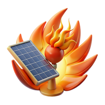 solar painel dentro fogosa abraço 3d ilustração png