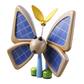 adorável solar painel borboleta 3d render ilustração png