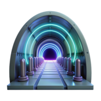 Futuristic Neon Tunnel 3D Render Abstract Background Image png