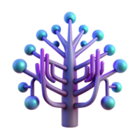Abstract 3D Render of a Stylized Tree with Colorful Branches and Nodes png